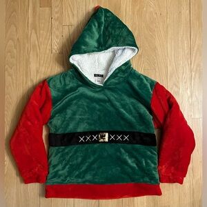 Cuddly Fleece Sherpa-Lined Elf Design Pullover Hoodie, Women’s Size Medium
